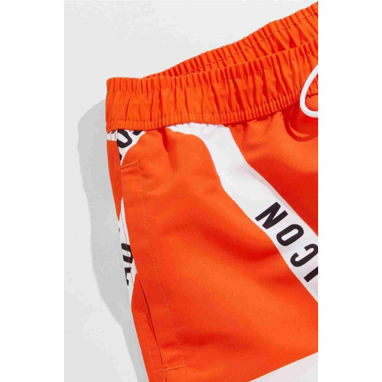 lal fashion Erkek Basic Standart Boy Baskılı Mayo Cepli Deniz Şortu Çok Renkli