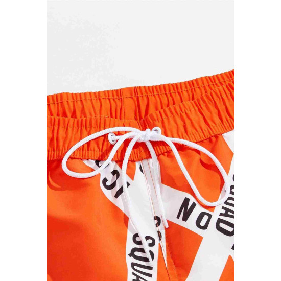 lal fashion Erkek Basic Standart Boy Baskılı Mayo Cepli Deniz Şortu Çok Renkli