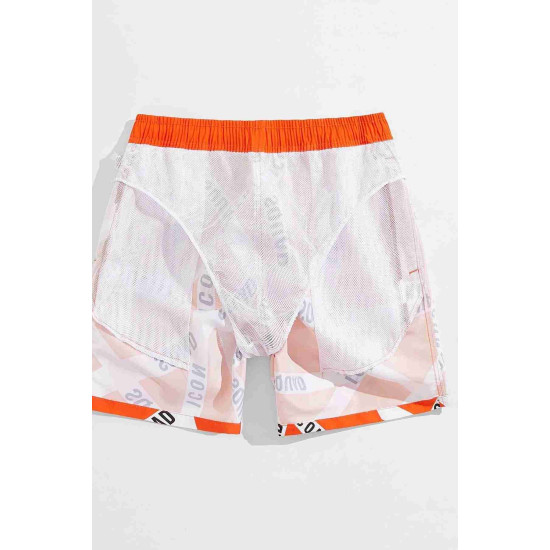 lal fashion Erkek Basic Standart Boy Baskılı Mayo Cepli Deniz Şortu Çok Renkli