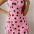 Lal Fashion Pembe Kalp Desenli Yırtmaçlı Mini Gecelik 15923