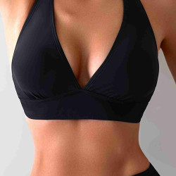 lal fashion Arkadan Bağlamalı Bikini Üstü (Çıkartılabilir Kaplı) Siyah