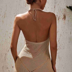 lal fashion Boyundan Bağlamalı Etnik Desenli Örme Pareo Plaj Elbisesi Krem lal fashion Boyundan Bağlamalı Etnik Desenli Örme Pareo Plaj Elbisesi Krem