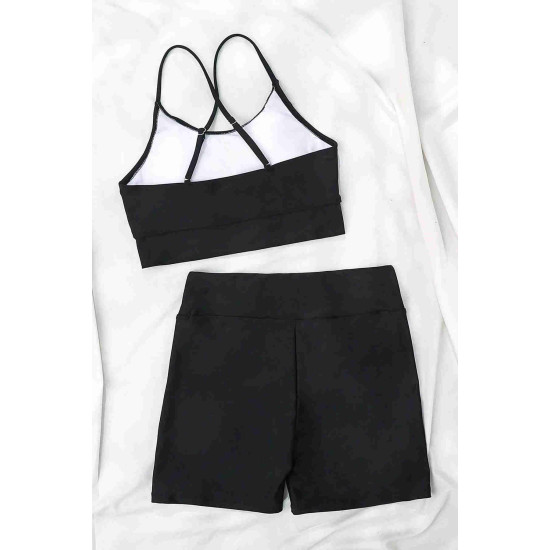lal fashion Deniz Şortlu Sırtı Çapraz Tankini Bikini Takım Siyah lal fashion Deniz Şortlu Sırtı Çapraz Tankini Bikini Takım Siyah