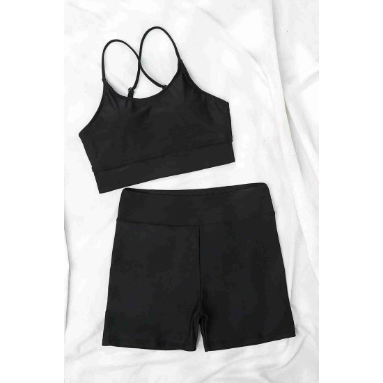 lal fashion Deniz Şortlu Sırtı Çapraz Tankini Bikini Takım Siyah lal fashion Deniz Şortlu Sırtı Çapraz Tankini Bikini Takım Siyah