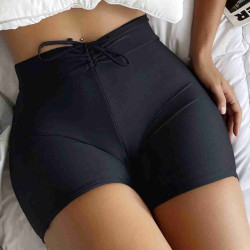 lal fashion Önden Ayarlı Büzgülü Deniz Şortu Siyah