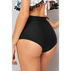 lal fashion Önden Büzgülü Yüksek Bel Bikini Altı Siyah
