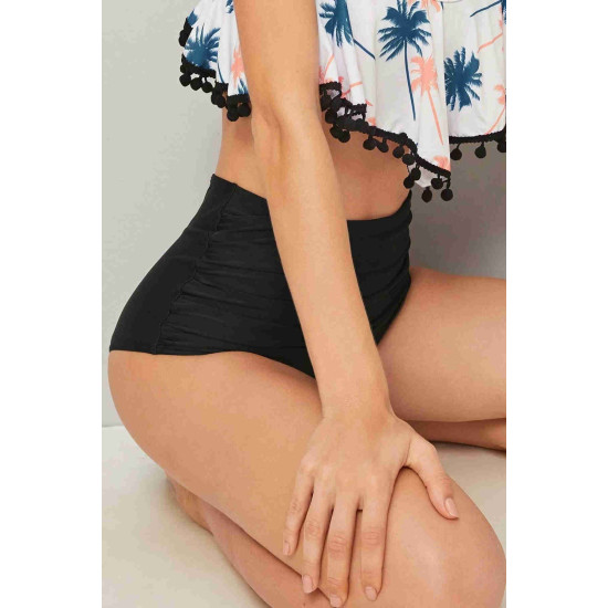 lal fashion Önden Büzgülü Yüksek Bel Bikini Altı Siyah lal fashion Önden Büzgülü Yüksek Bel Bikini Altı Siyah