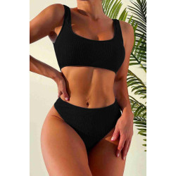 lal fashion Özel Fitilli Kumaş Yüksek Bel Bikini Altı Siyah