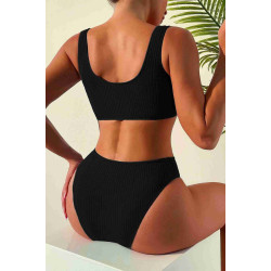 lal fashion Özel Fitilli Kumaş Yüksek Bel Bikini Altı Siyah