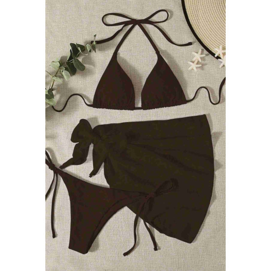 lal fashion Pareolu Bağlamalı 3'lü Bikini Takım Set (Çıkartılabilir Kaplı) Siyah lal fashion Pareolu Bağlamalı 3'lü Bikini Takım Set (Çıkartılabilir Kaplı) Siyah