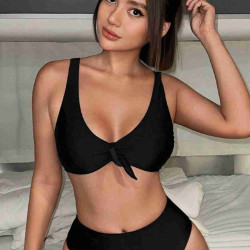 lal fashion Şık  Bikini Üstü (Çıkartılabilir Kaplı) Siyah