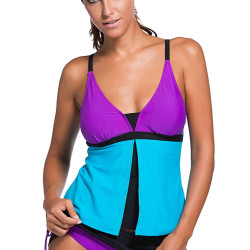 lal fashion Renkli Tankini Etekli Bikini Takım
