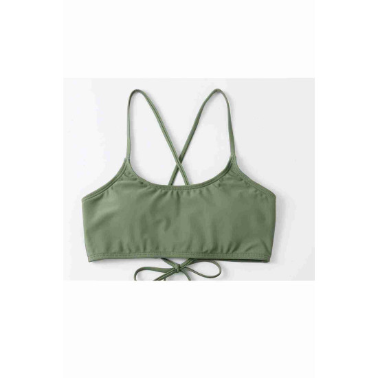 lal fashion Sırt Bağlamalı Bikini Üstü Yeşil