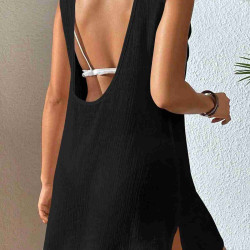 lal fashion Sırt Dekolteli Yırtmaçlı Pareo Plaj Elbisesi Siyah lal fashion Sırt Dekolteli Yırtmaçlı Pareo Plaj Elbisesi Siyah