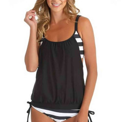 lal fashion Siyah Beyaz Kalın Cizgili Tankini Bikini Takım lal fashion Siyah Beyaz Kalın Cizgili Tankini Bikini Takım