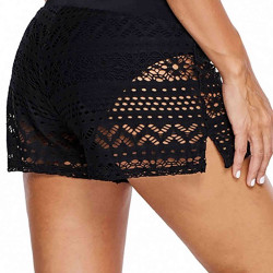 lal fashion Siyah Dantel Deniz Şortu Birleşik Bikini Alt