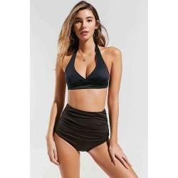 lal fashion Siyah Yüksek Bel Bikini Takım