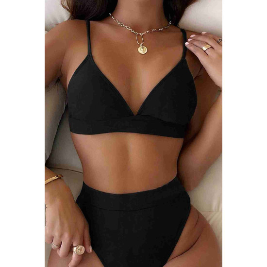 lal fashion Üçgen Kesim Siyah Bikini Üstü Siyah