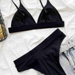 lal fashion Üçgen Kesim Siyah Bikini Üstü Siyah