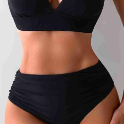 lal fashion Yandan Büzgülü Şık Bikini Altı Siyah