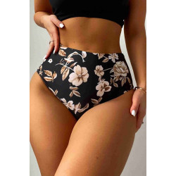 lal fashion Yüksek Bel Baskılı Bikini Altı Siyah