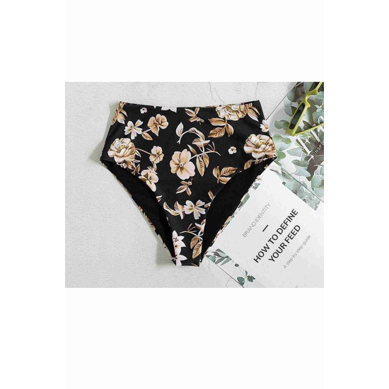 lal fashion Yüksek Bel Baskılı Bikini Altı Siyah lal fashion Yüksek Bel Baskılı Bikini Altı Siyah