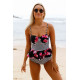lal fashion Yüksek Bel Etek Gürünümlü Destekli Bikini Takım