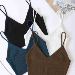 Angelsin 4 lü Paket Askılı Bluz Crop Çok Renkli