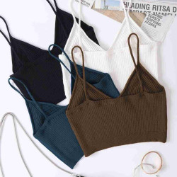 Angelsin 4 lü Paket Askılı Bluz Crop Çok Renkli