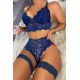lal fashion Bacak Aksesuarlı Sütyen Külot Takım Lacivert