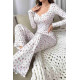 lal fashion Çiçek Desenli Uzun Kollu Pijama Takımı Beyaz lal fashion Çiçek Desenli Uzun Kollu Pijama Takımı Beyaz