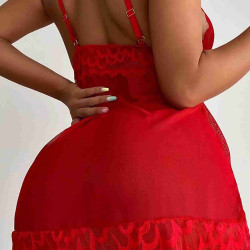 lal fashion Dantel Babydoll Gecelik Takım Kırmızı lal fashion Dantel Babydoll Gecelik Takım Kırmızı