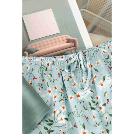 lal fashion Dantel İşlemeli Çiçek Desenli Şort Pijama Takımı Yeşil