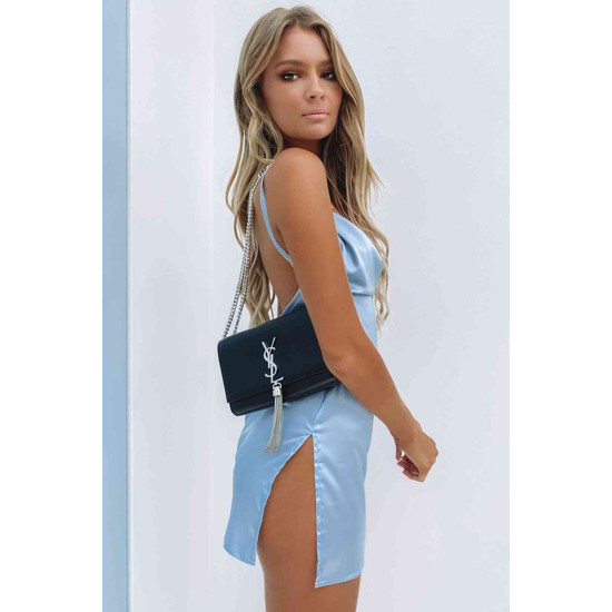 lal fashion Saten Yırtmaçlı Kısa Gecelik Mavi lal fashion Saten Yırtmaçlı Kısa Gecelik Mavi