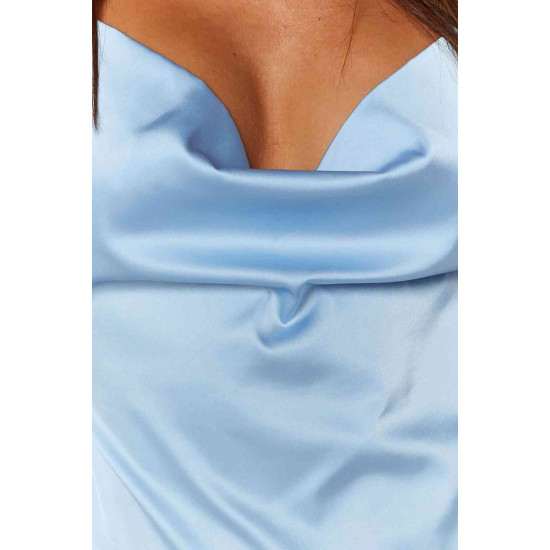 lal fashion Saten Yırtmaçlı Kısa Gecelik Mavi lal fashion Saten Yırtmaçlı Kısa Gecelik Mavi