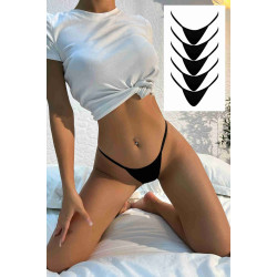 lal fashion Siyah lastikli Tanga Seti 5 li Paket Siyah
