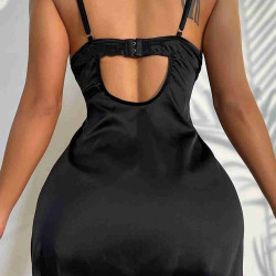 lal fashion Yanlardan Yırtmaçlı Gecelik Siyah lal fashion Yanlardan Yırtmaçlı Gecelik Siyah